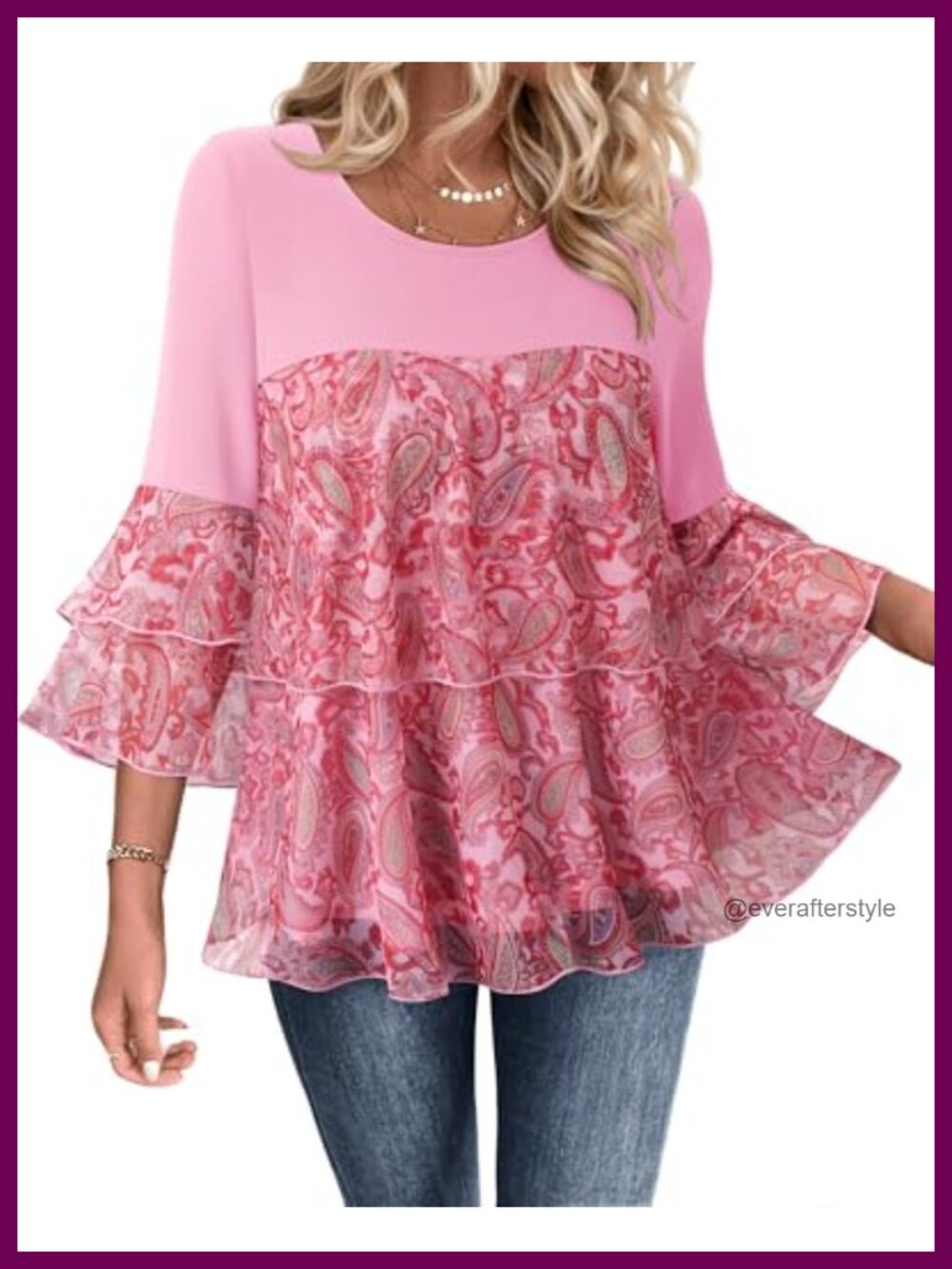 Sparkly Peplum Blouse 3/4 Bell Sleeve Elegant Evening Party Top